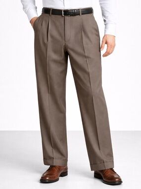 Zanella Pleated Men's Dress Pants Gray 36 x 29 Made in Italy Cuffed Virgin Wool